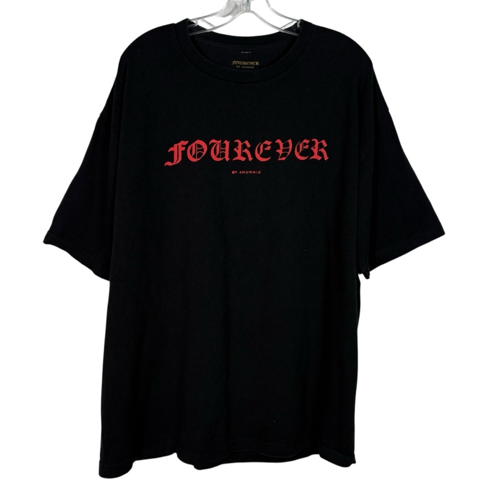 4Hunnid Fourever Black Old English Logo Unisex Streetwear T-Shirt XL Rapper YG